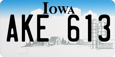 IA license plate AKE613