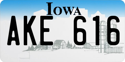 IA license plate AKE616