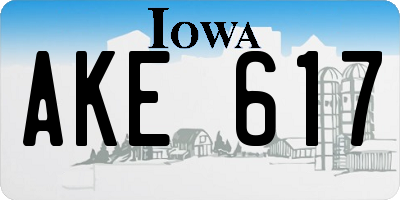 IA license plate AKE617