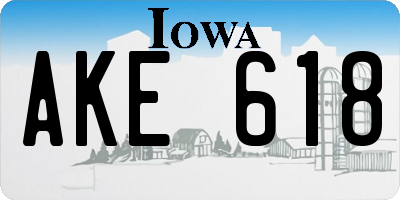 IA license plate AKE618