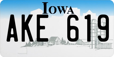 IA license plate AKE619