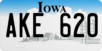 IA license plate AKE620