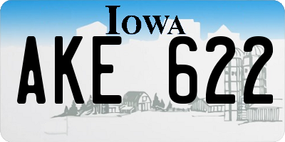 IA license plate AKE622