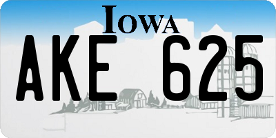 IA license plate AKE625