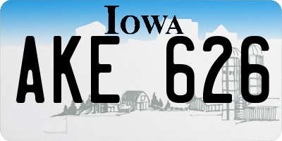 IA license plate AKE626