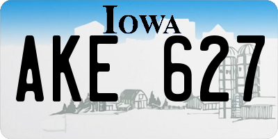 IA license plate AKE627