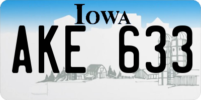 IA license plate AKE633