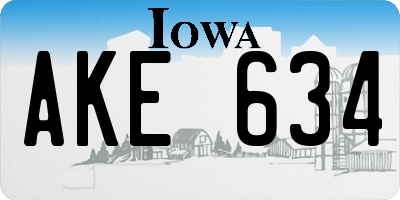 IA license plate AKE634