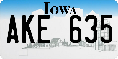 IA license plate AKE635