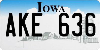 IA license plate AKE636