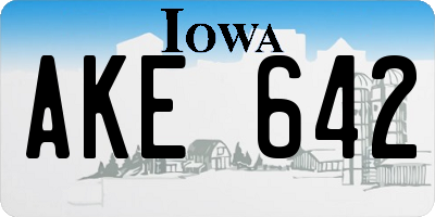 IA license plate AKE642