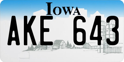 IA license plate AKE643