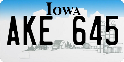 IA license plate AKE645