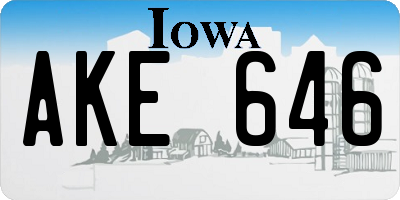 IA license plate AKE646