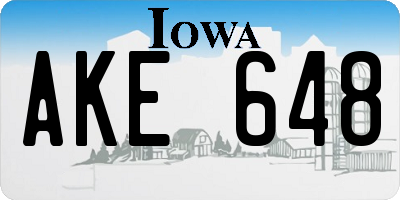 IA license plate AKE648