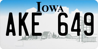 IA license plate AKE649