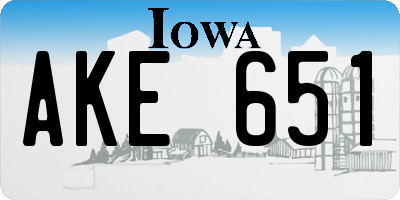 IA license plate AKE651