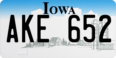 IA license plate AKE652