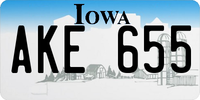 IA license plate AKE655