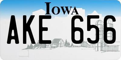 IA license plate AKE656