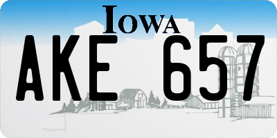 IA license plate AKE657