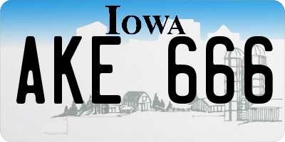 IA license plate AKE666