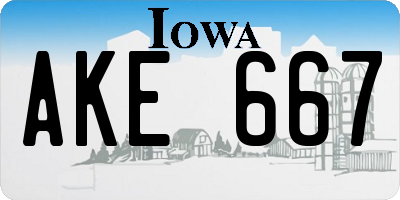 IA license plate AKE667