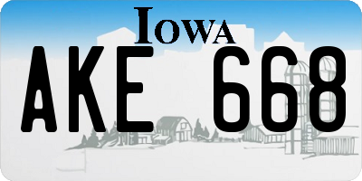 IA license plate AKE668