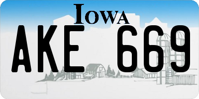 IA license plate AKE669