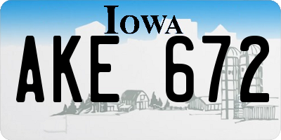 IA license plate AKE672