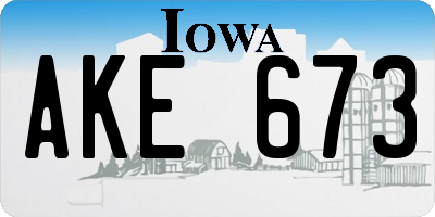 IA license plate AKE673