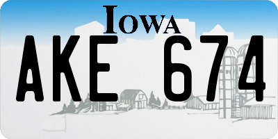 IA license plate AKE674