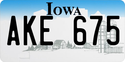 IA license plate AKE675