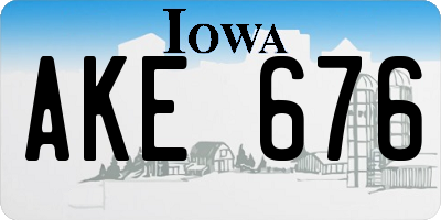 IA license plate AKE676