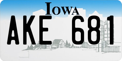 IA license plate AKE681