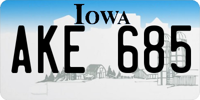 IA license plate AKE685