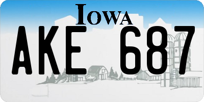 IA license plate AKE687