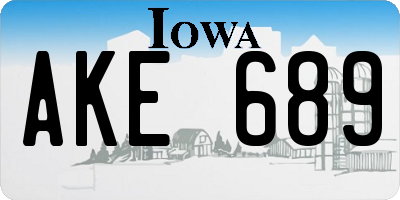 IA license plate AKE689