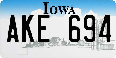 IA license plate AKE694