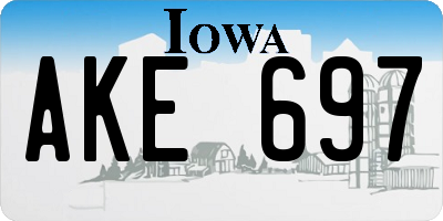 IA license plate AKE697