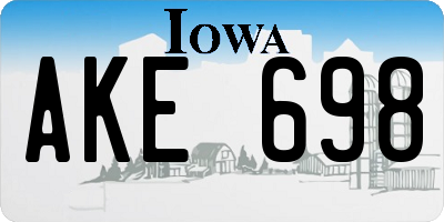 IA license plate AKE698