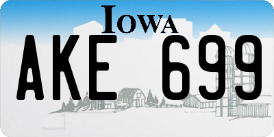 IA license plate AKE699