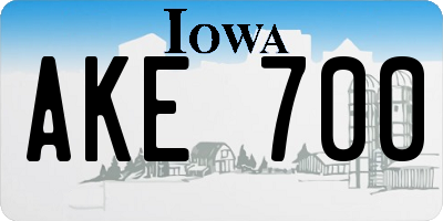 IA license plate AKE700