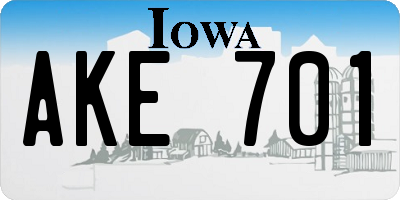 IA license plate AKE701