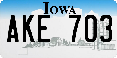 IA license plate AKE703