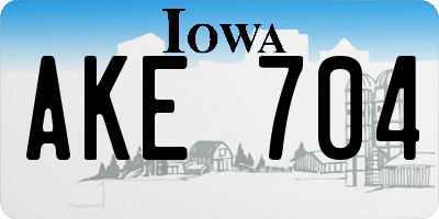 IA license plate AKE704