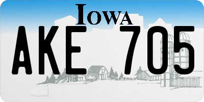 IA license plate AKE705
