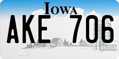 IA license plate AKE706