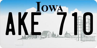 IA license plate AKE710