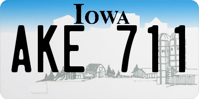 IA license plate AKE711